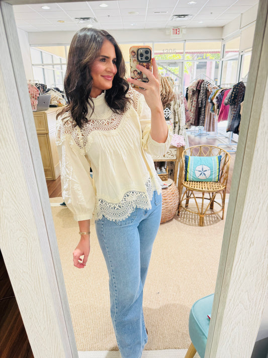 Cream Lace Top