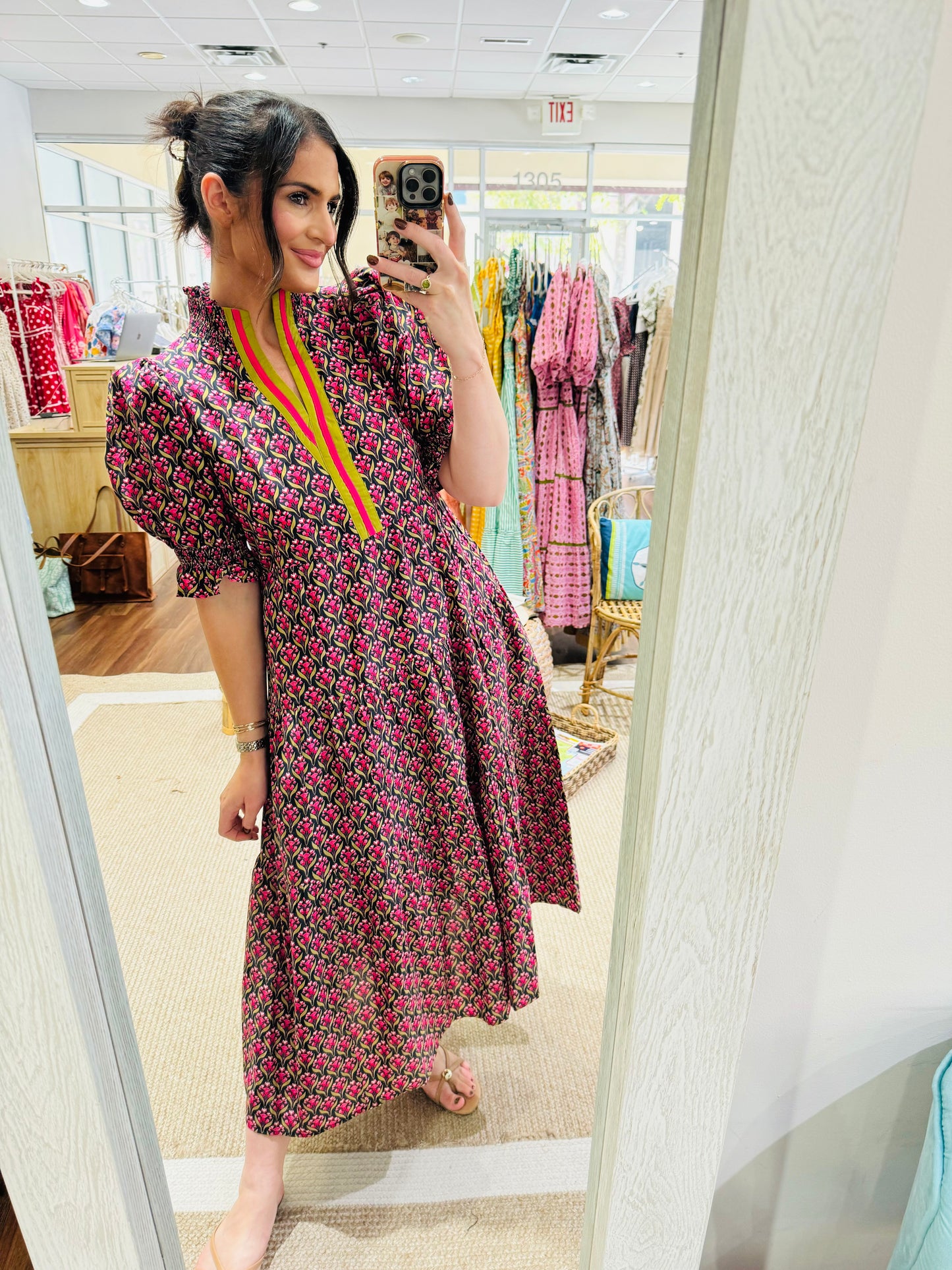 Fall Floral Arrangement Midi Dress ENTRO