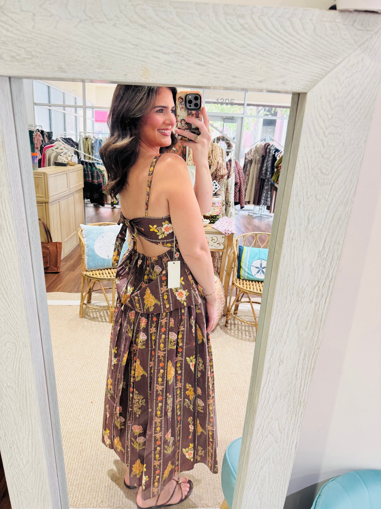 Chocolate Floral Top and Skirt Set