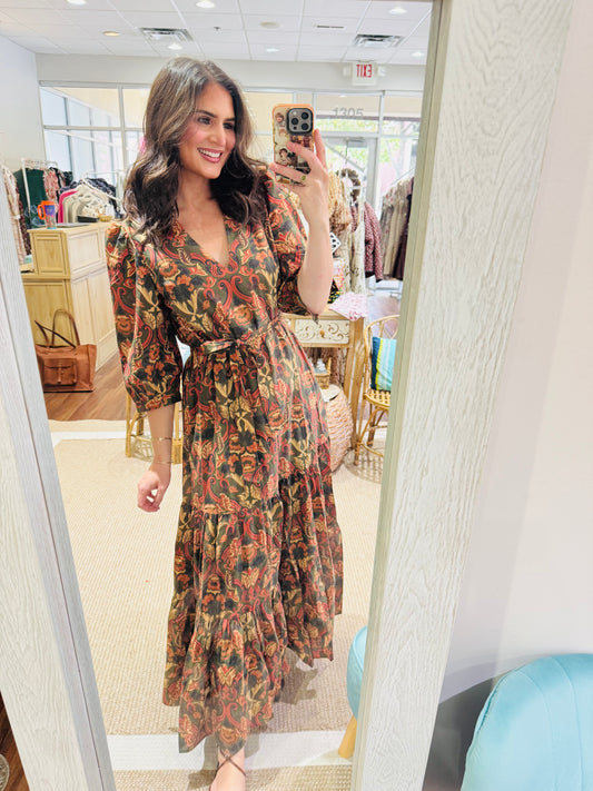 Olive Paisley Floral Maxi