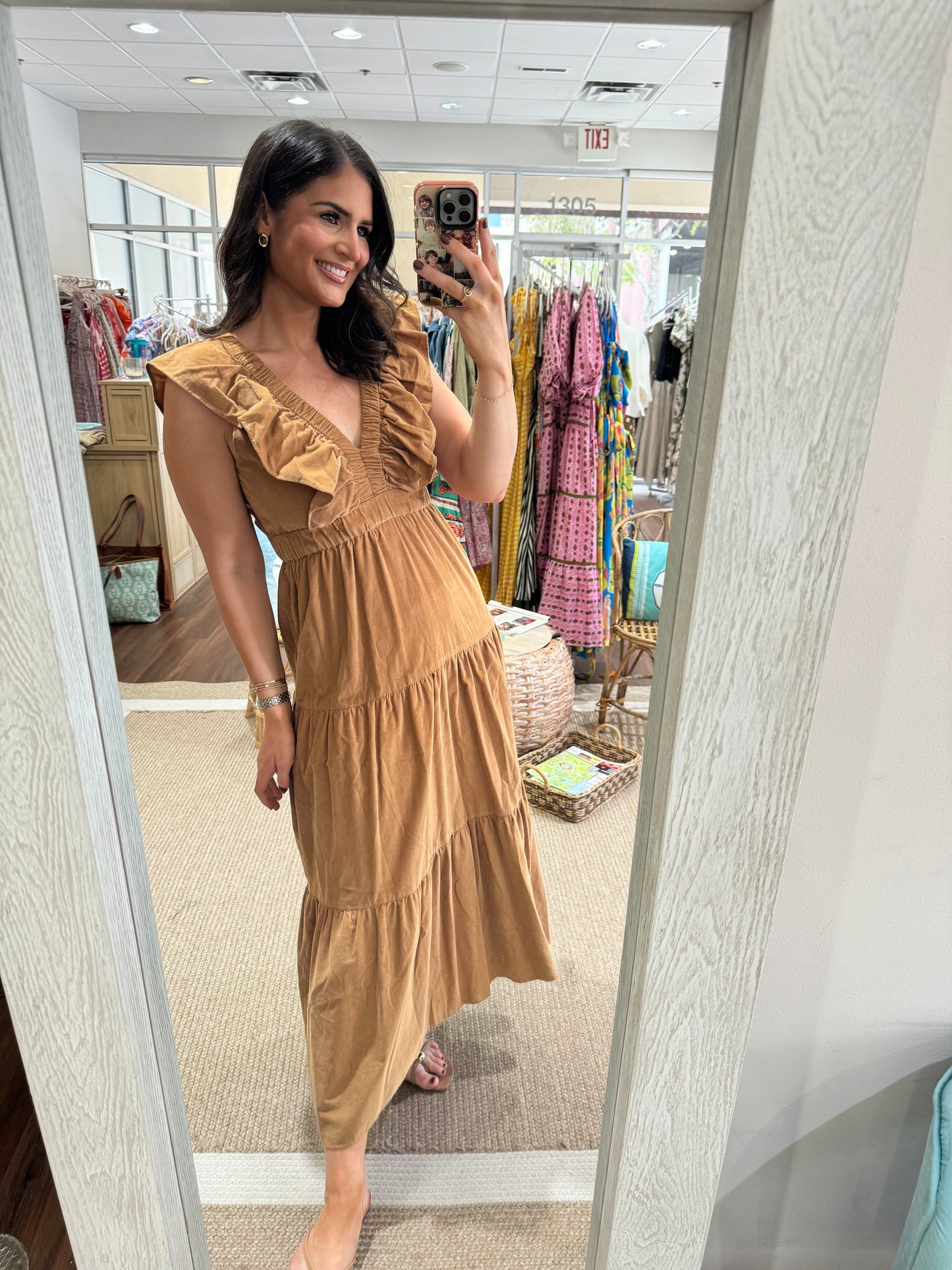 Savannah Dress Khaki Corduroy