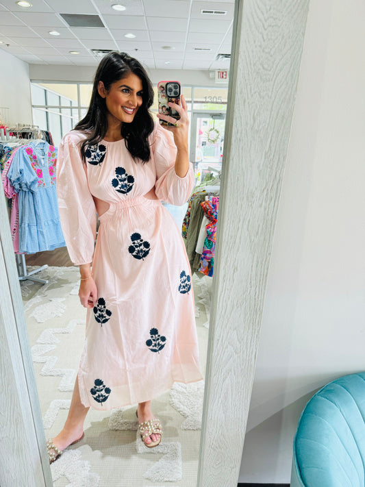 Ansley Dress Pink with Navy