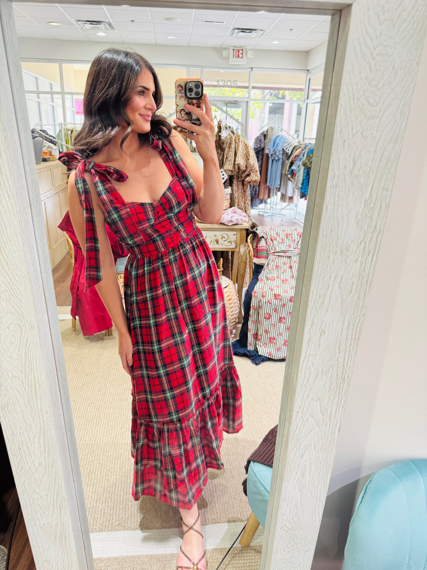 Red Holiday Plaid Flannel Dress