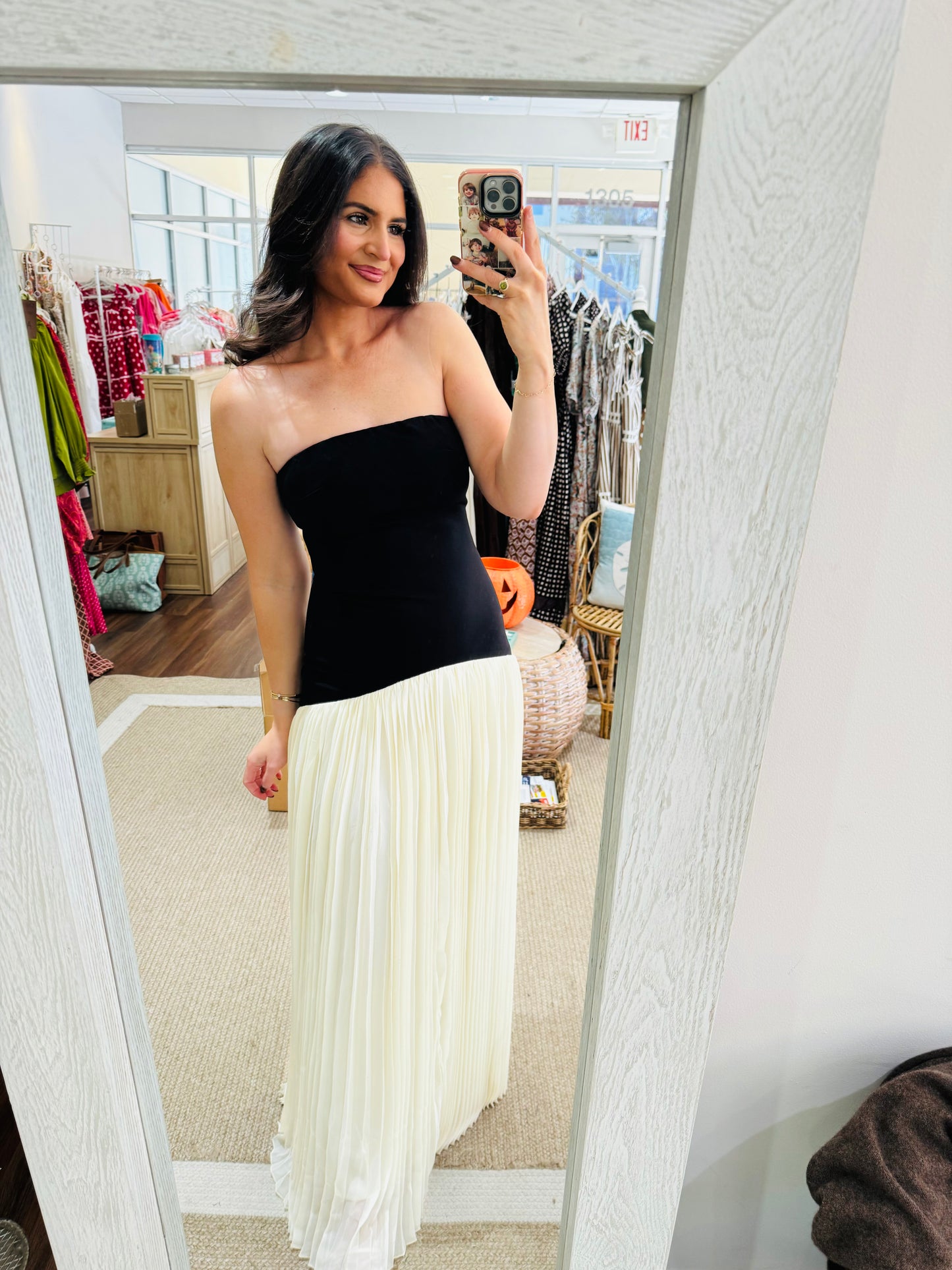 Celine Drop Waist Pleated Dress