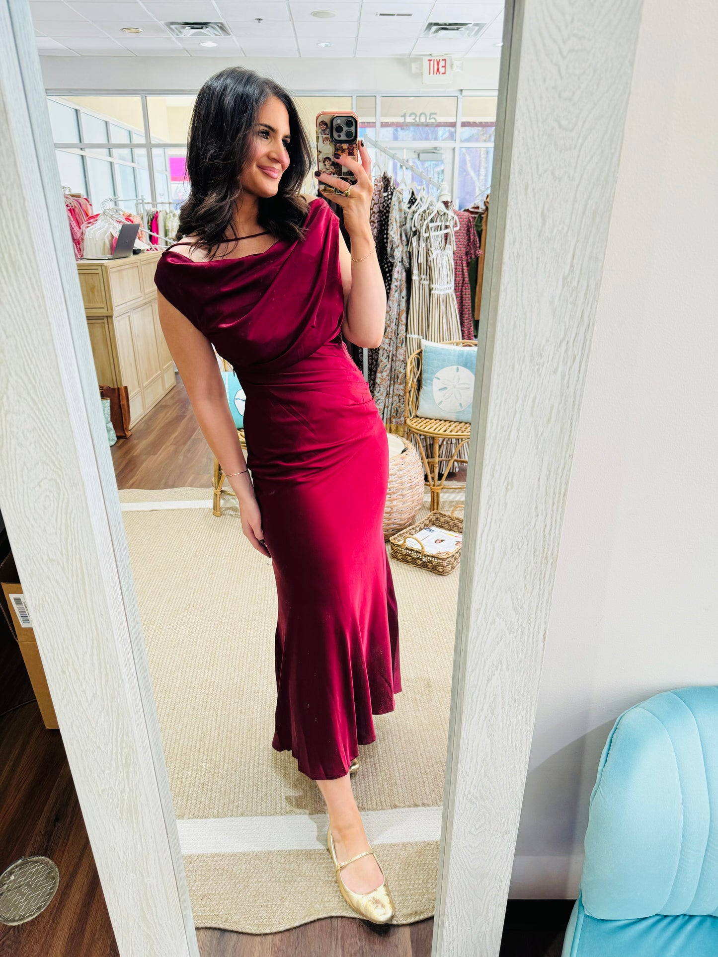 Wine Silk Dress Mable