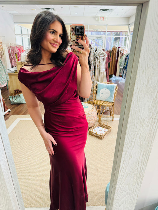 Wine Silk Dress Mable