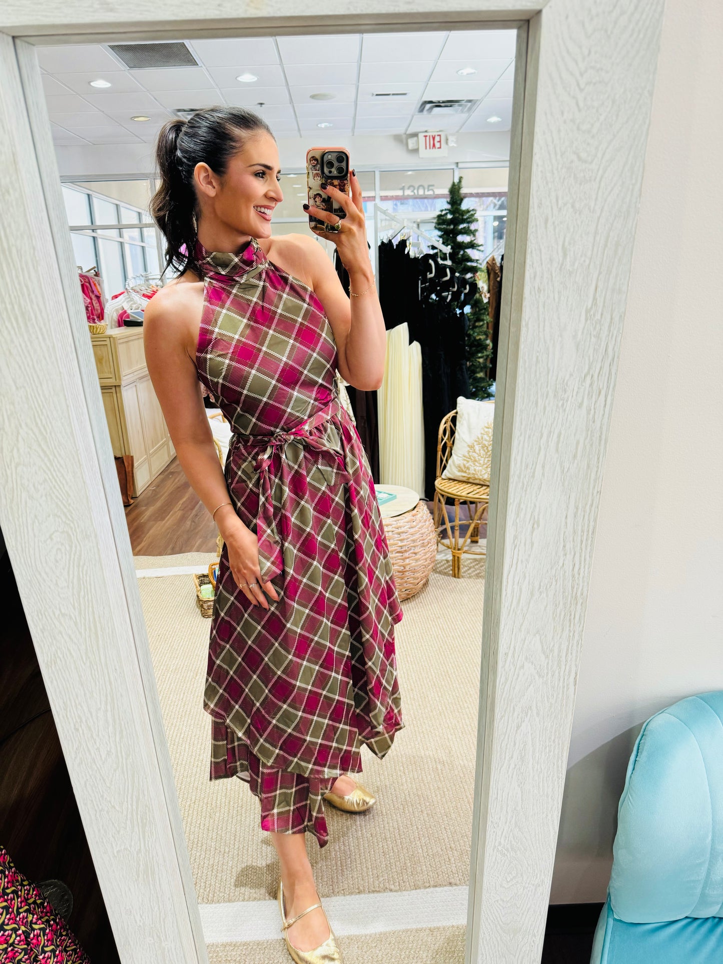 Holly Plaid Halter Dress