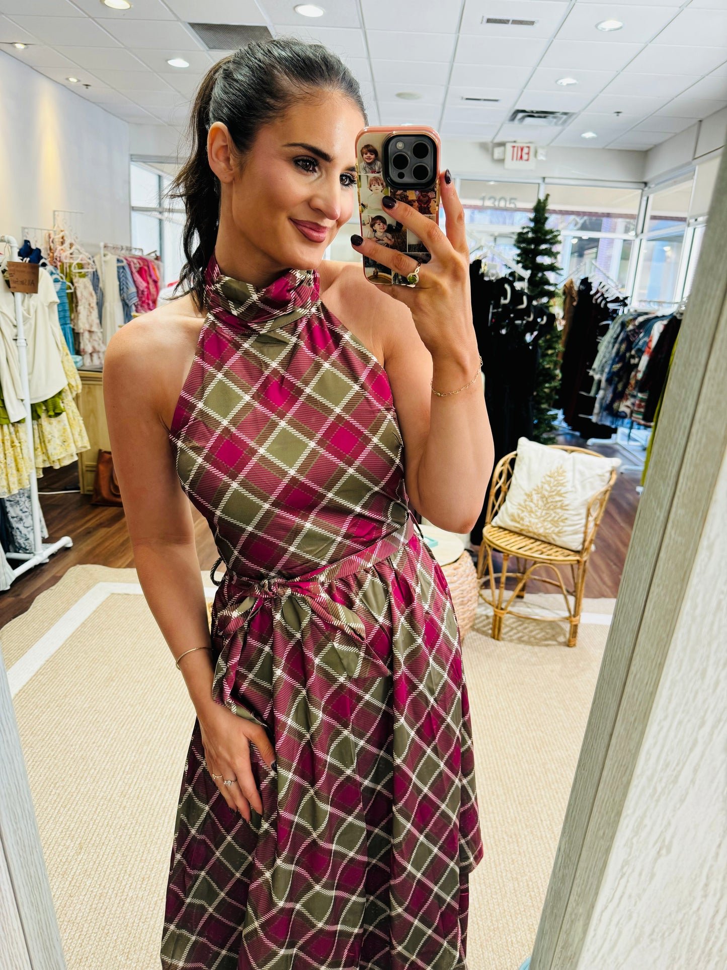 Holly Plaid Halter Dress