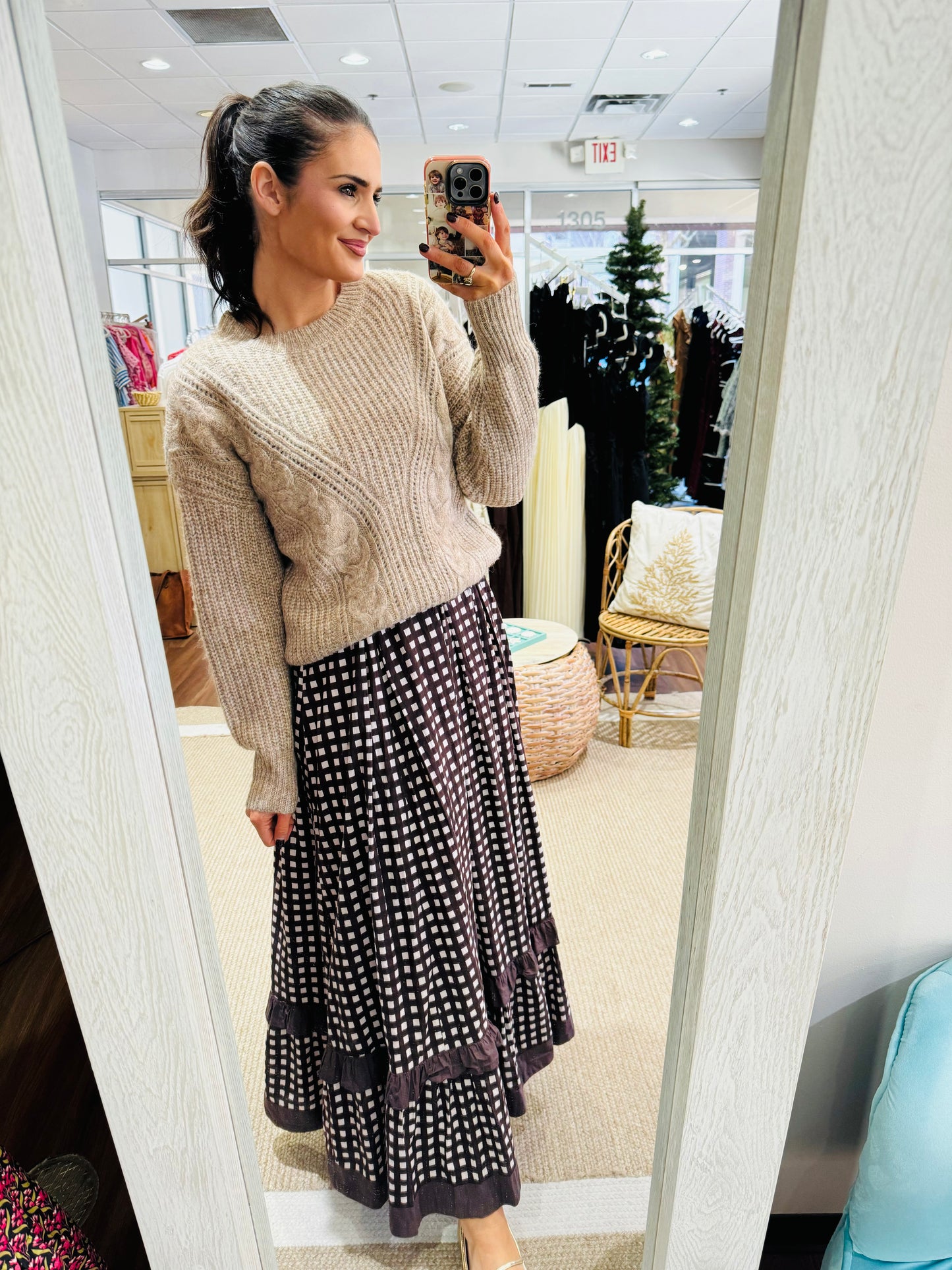 Taupe Cable Knit Sweater