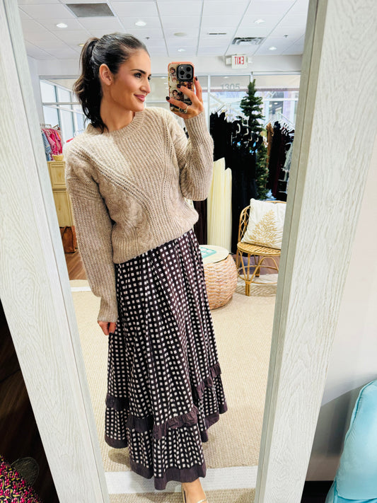 Taupe Cable Knit Sweater