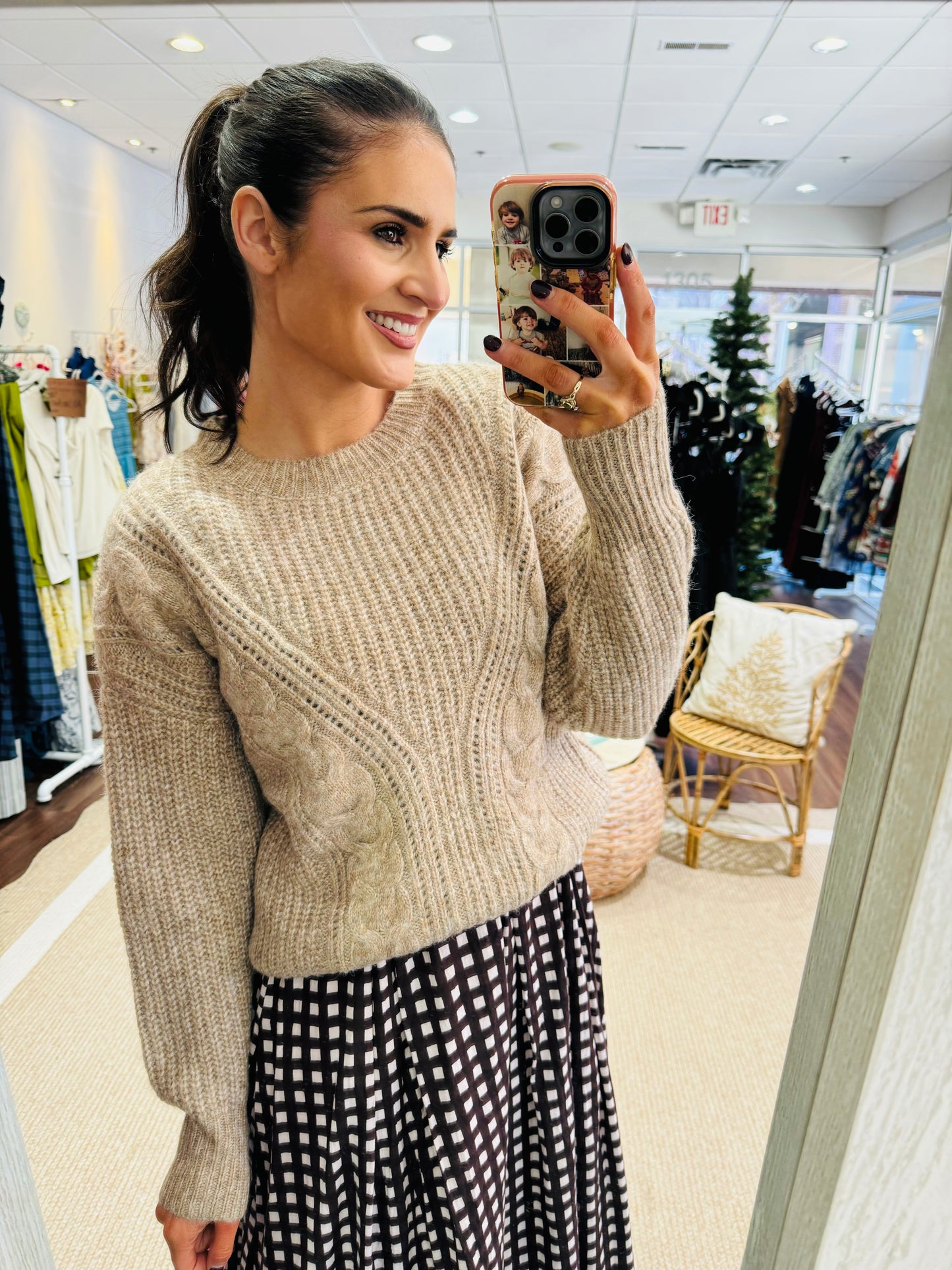 Taupe Cable Knit Sweater