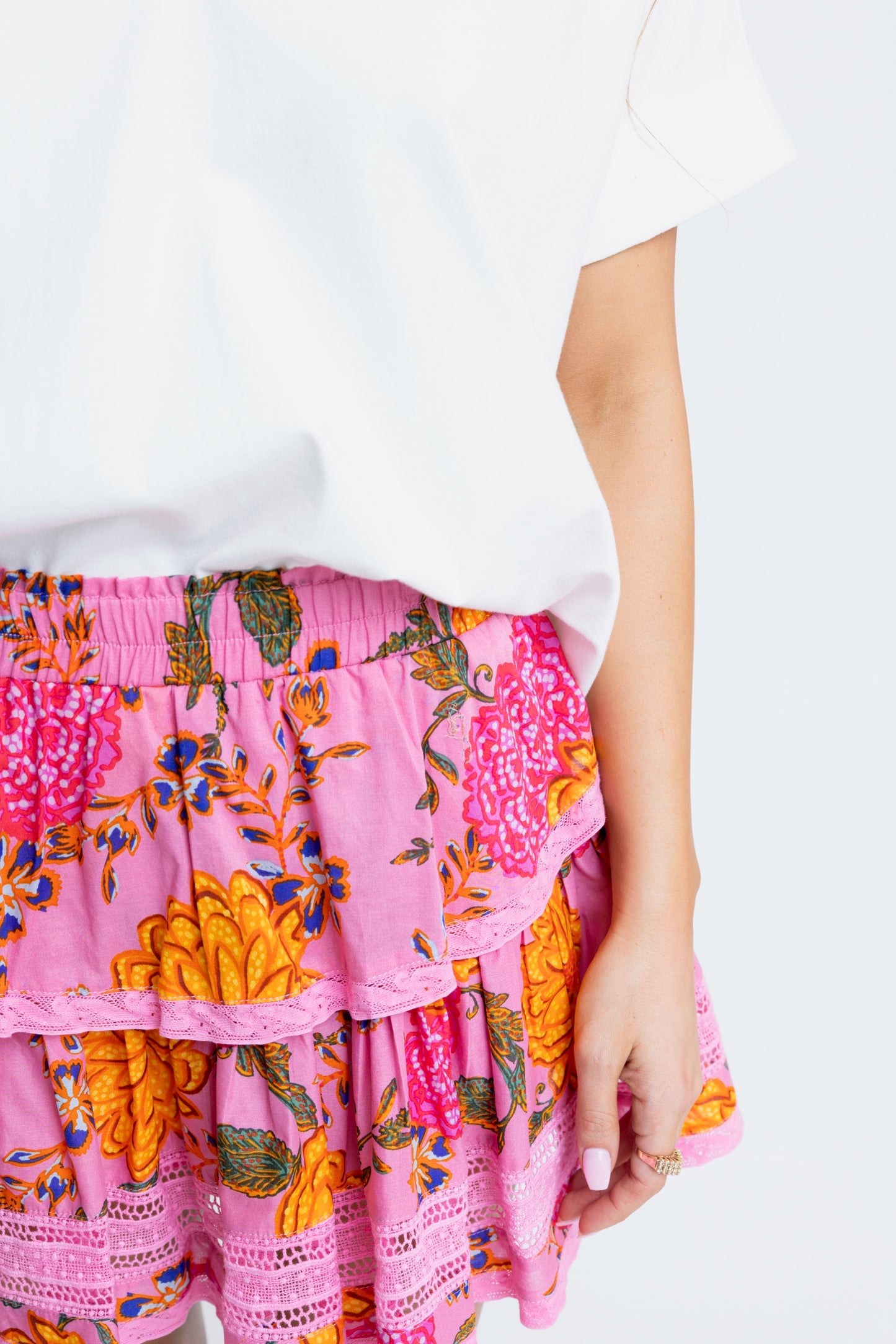 Floral Tier Skort Pink