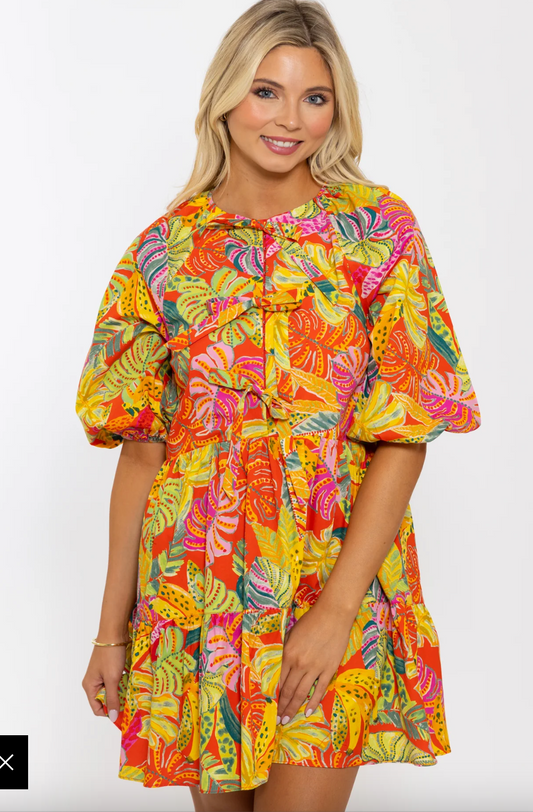 Tropical Palm Banana Dress