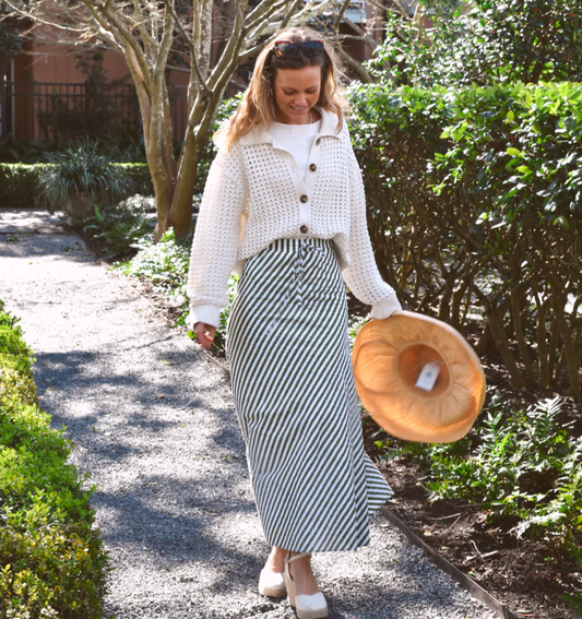 Eliza Maxi Skirt Green Apple Stripe