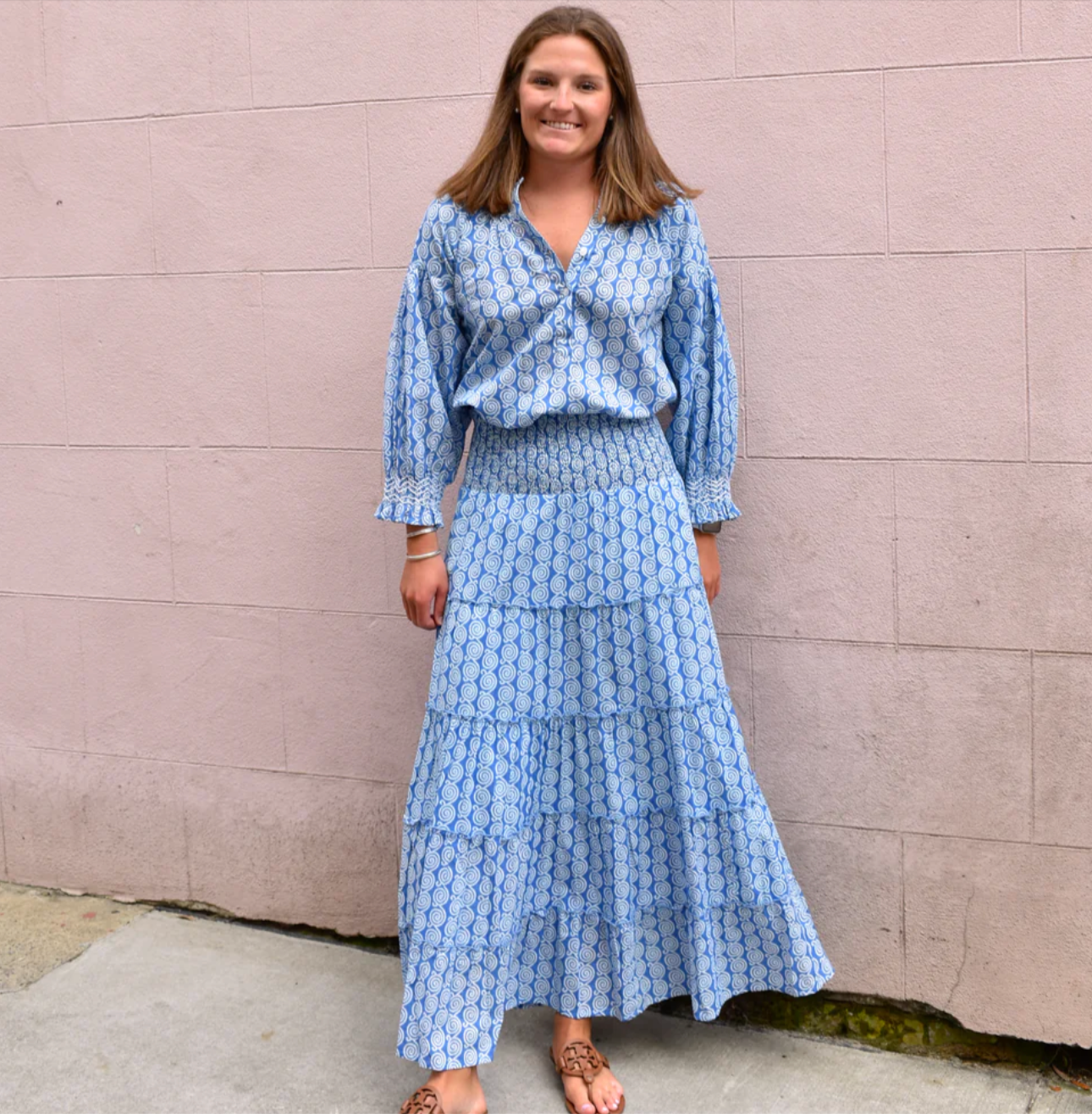 Remy Smocked Shirt Blue Swirl