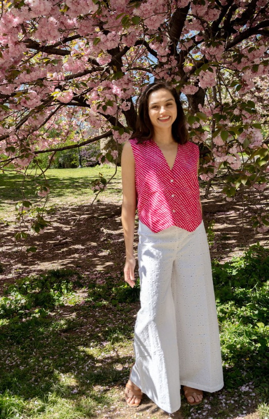 White Eyelet Wide Leg Pant