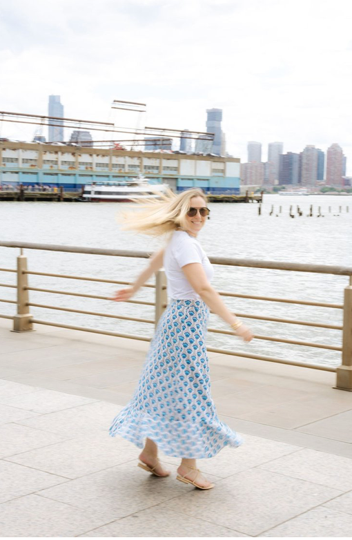 Mary Hope Skirt Blue Grey Flower