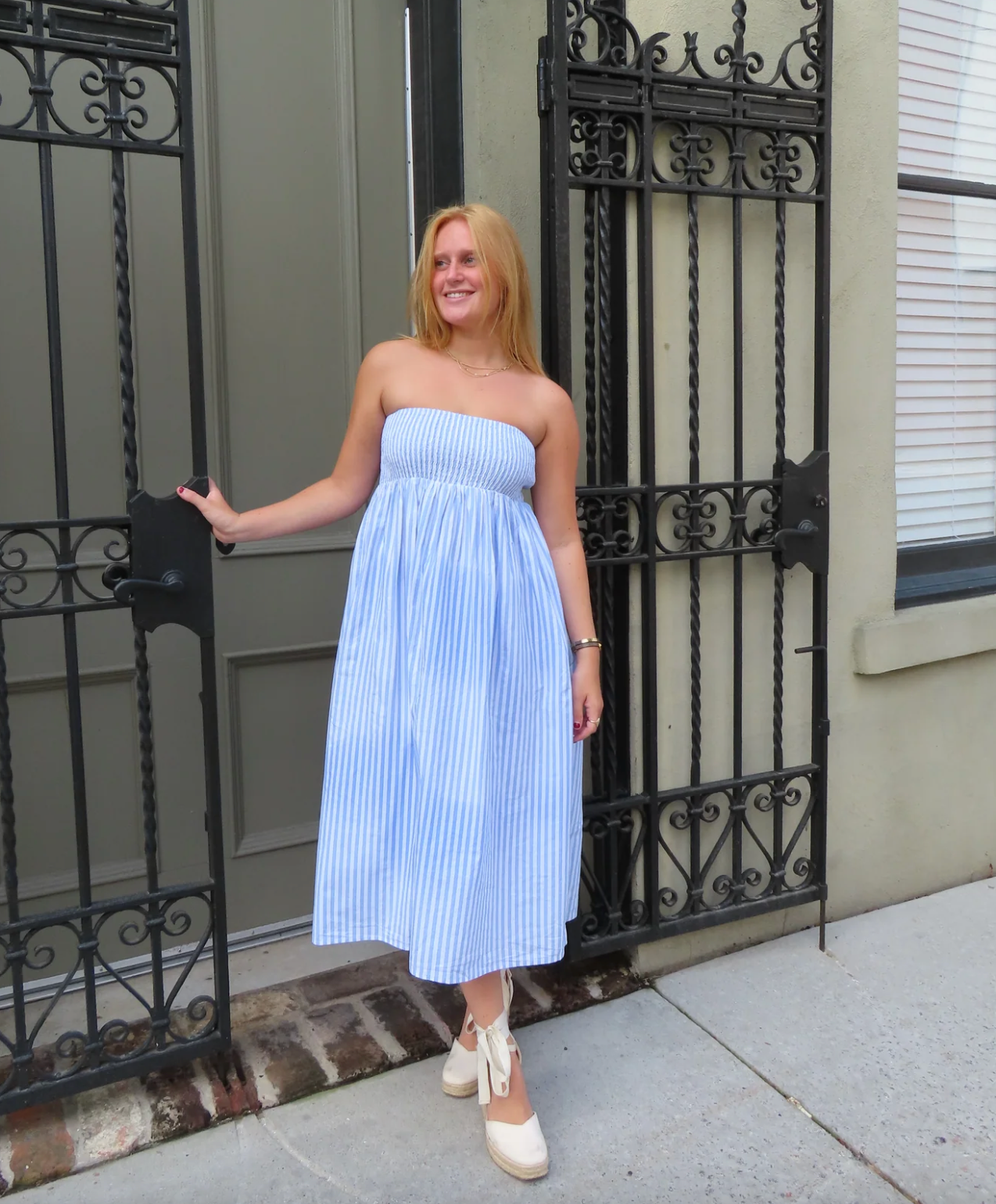 Serena Maxi Skirt Blue and White Stripe