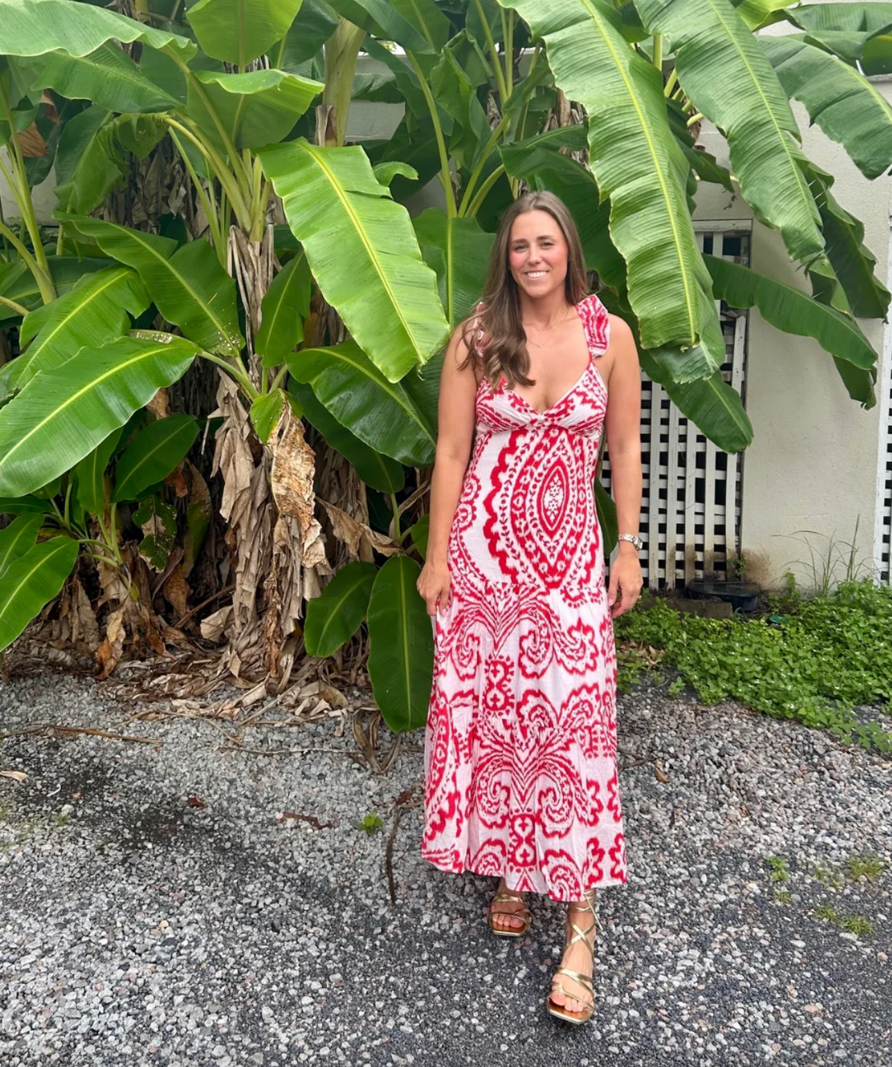 Laura Maxi Dress Red Ikat