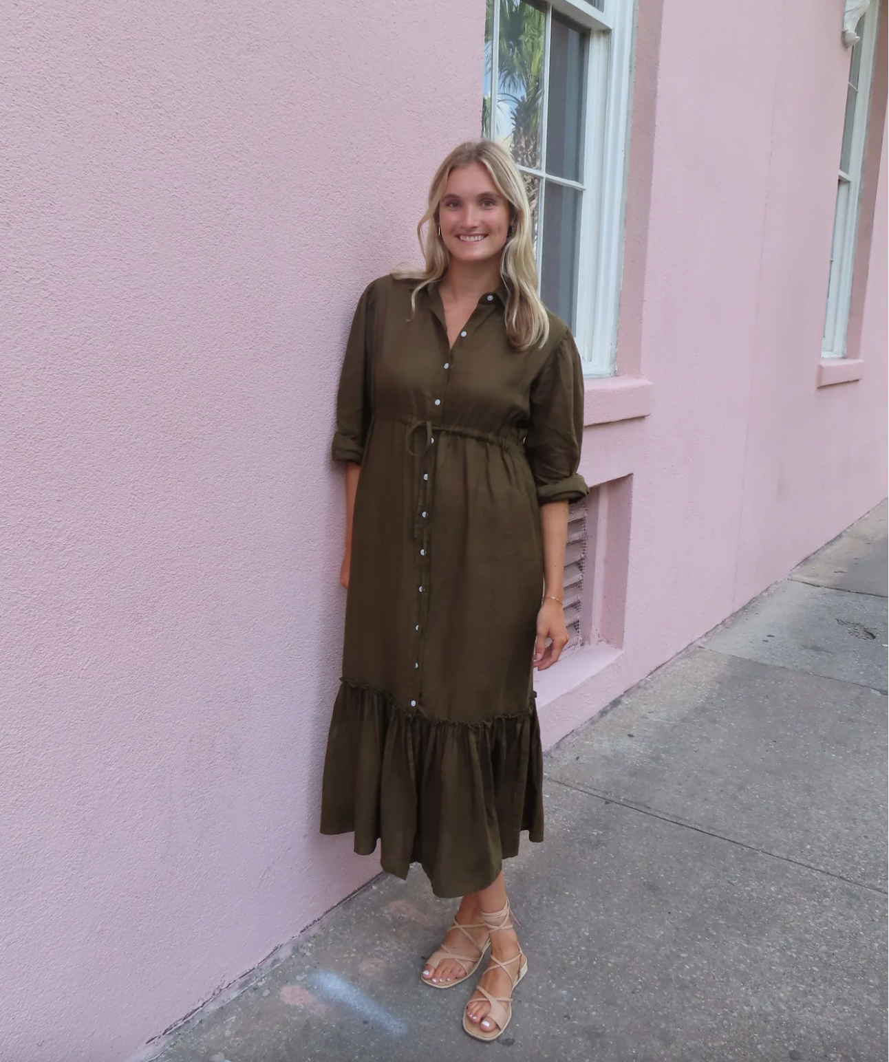 Millie Maxi Green Linen