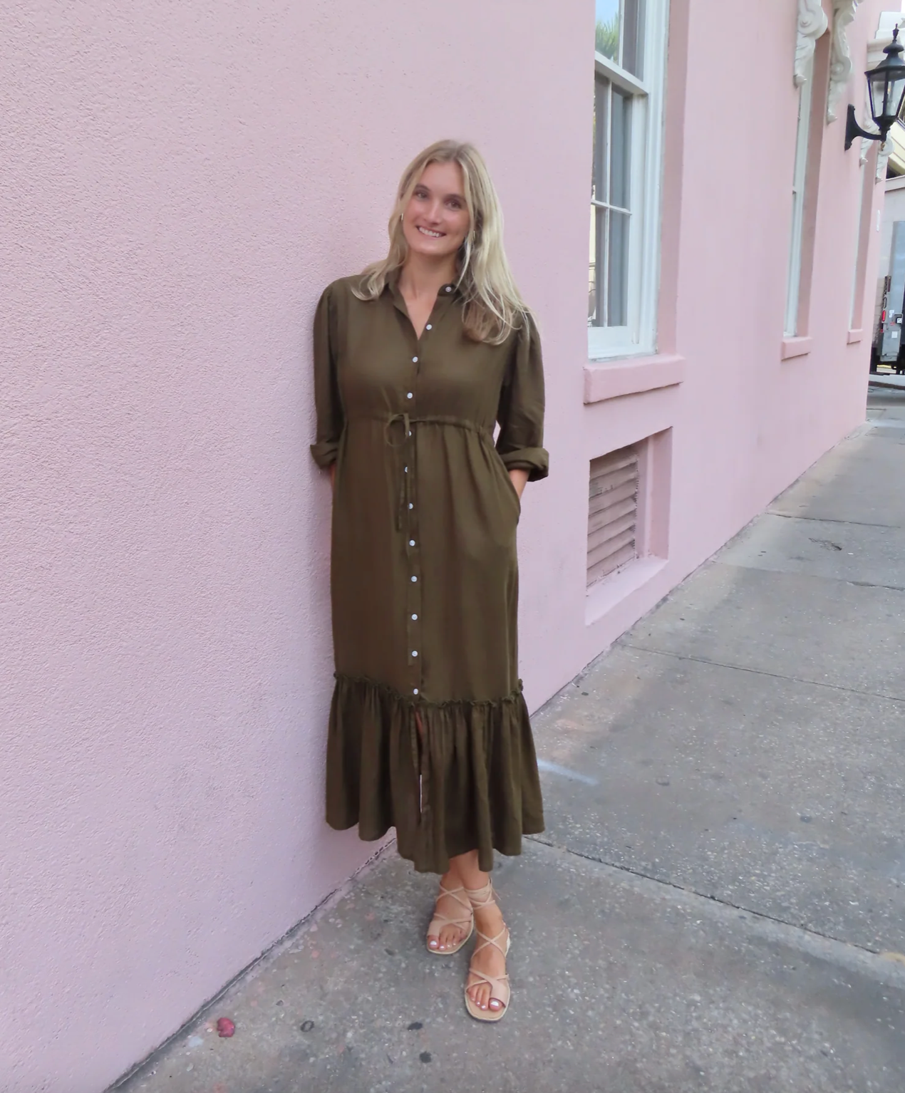 Millie Maxi Green Linen