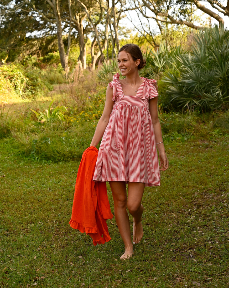 Tie Sleep Dress Red and White Stripe