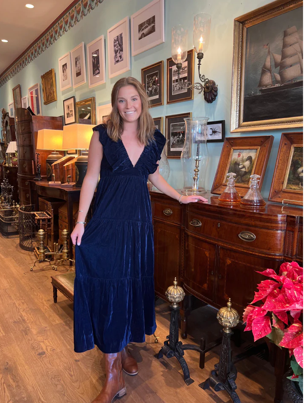 Savannah Dress Blue Velvet