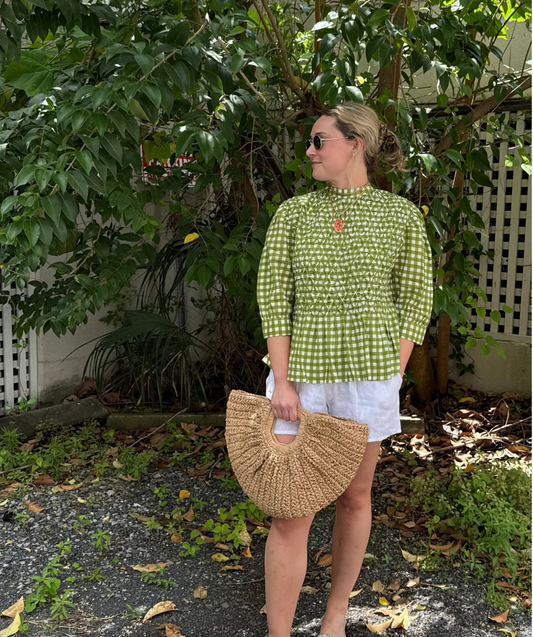 Pippa Top Kiwi Green Check