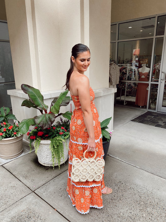 Clayborne Tiered Orange Maxi