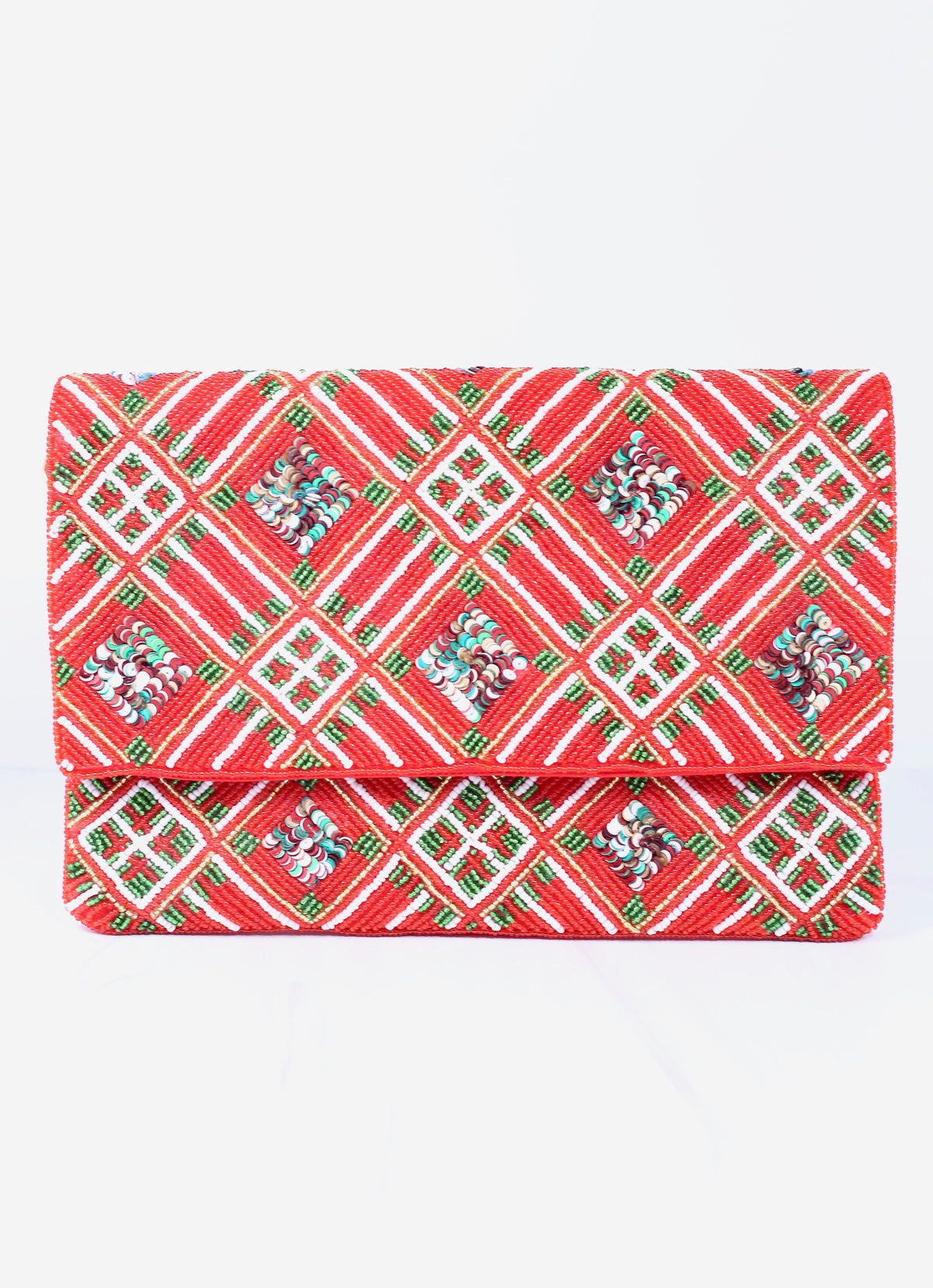 Wrapped In Red Beaded Crossbody Bag