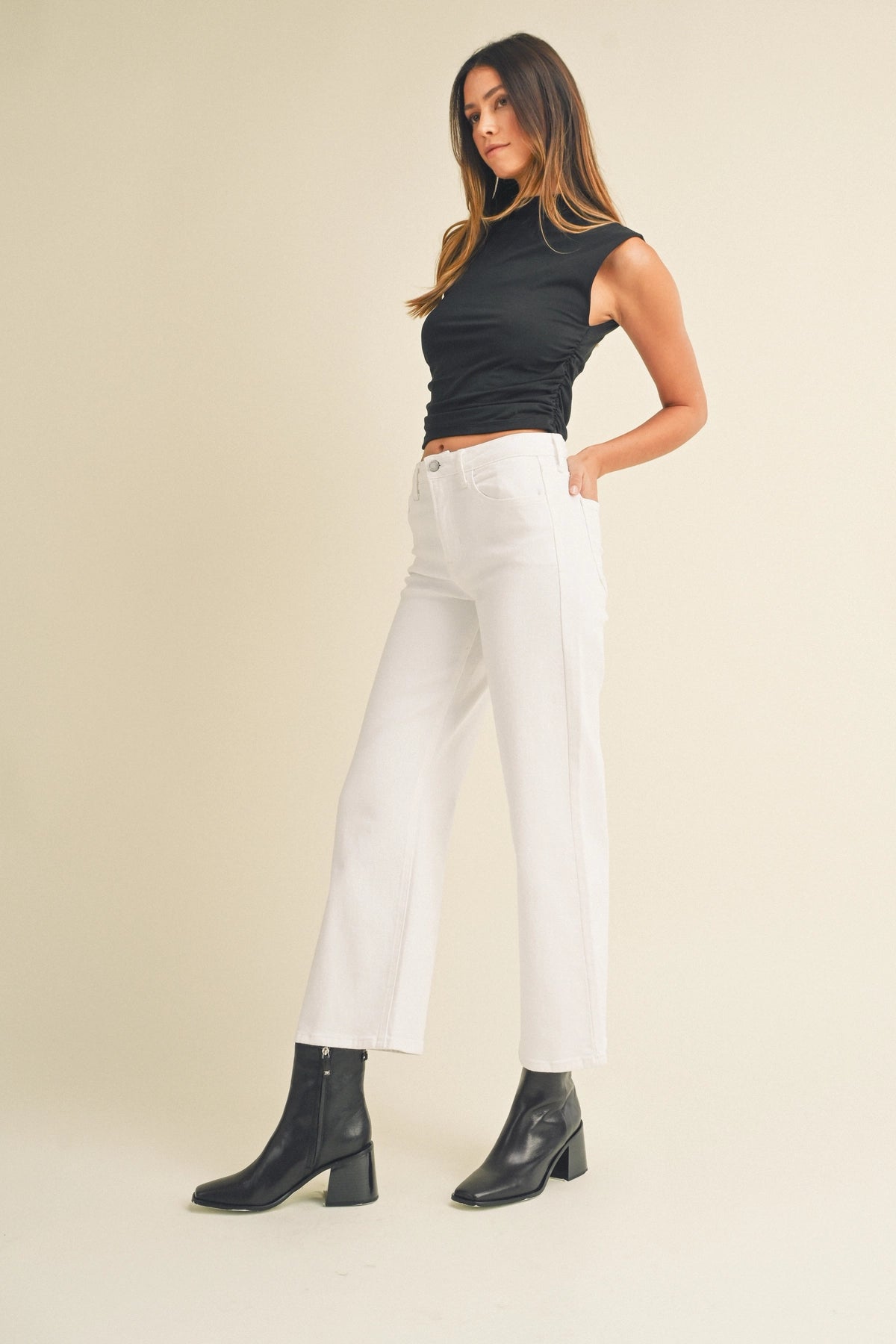 Classic Wide Leg White Jeans