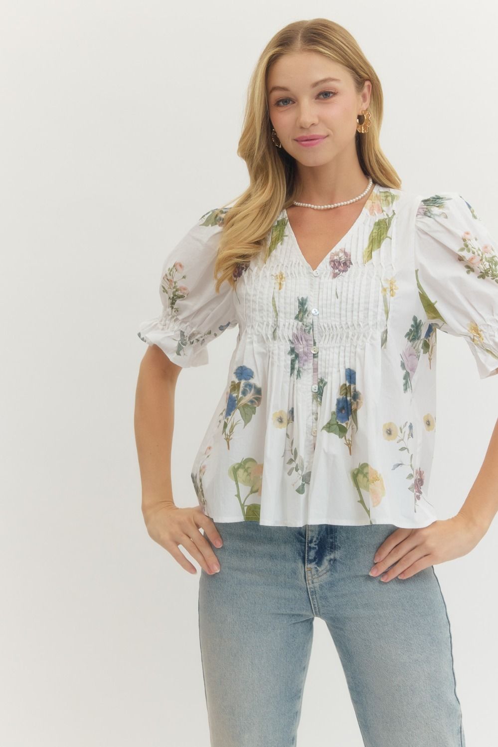 Sunshine & Blooms Top White