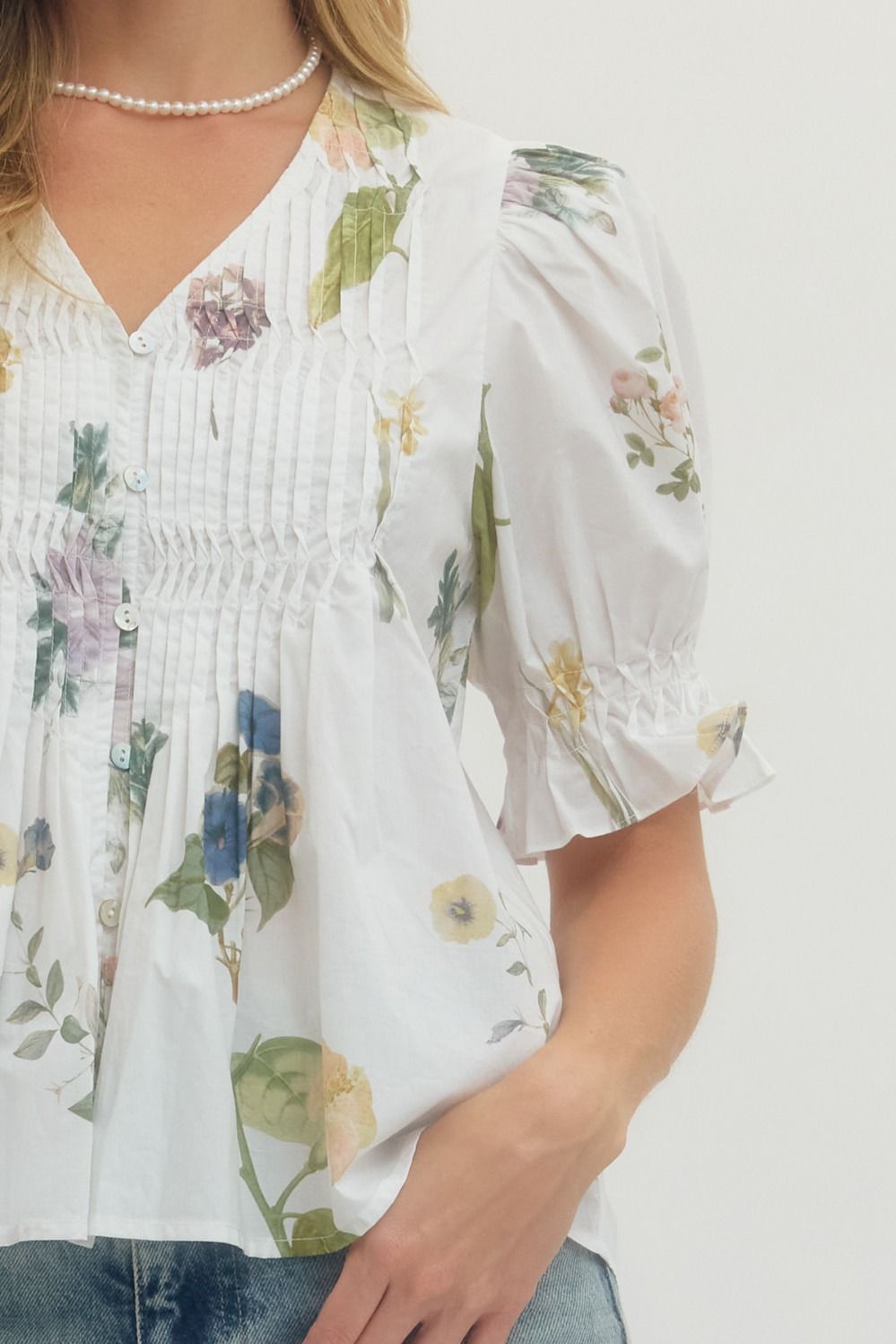 Sunshine & Blooms Top White