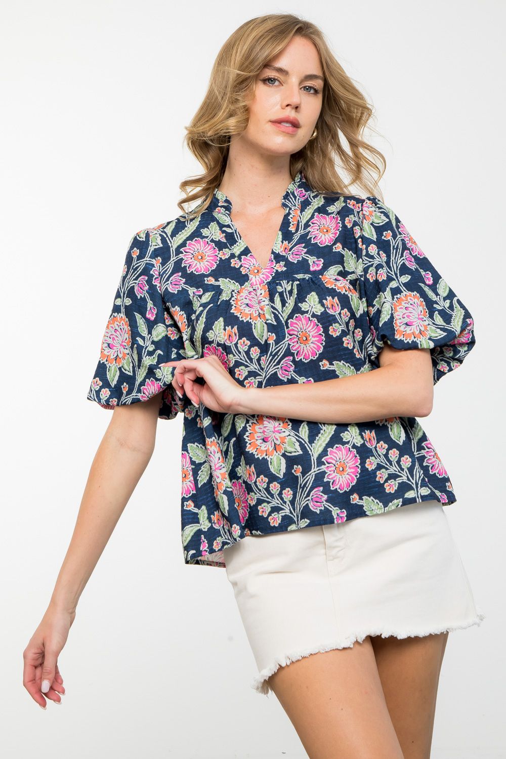 Navy Floral THML Top