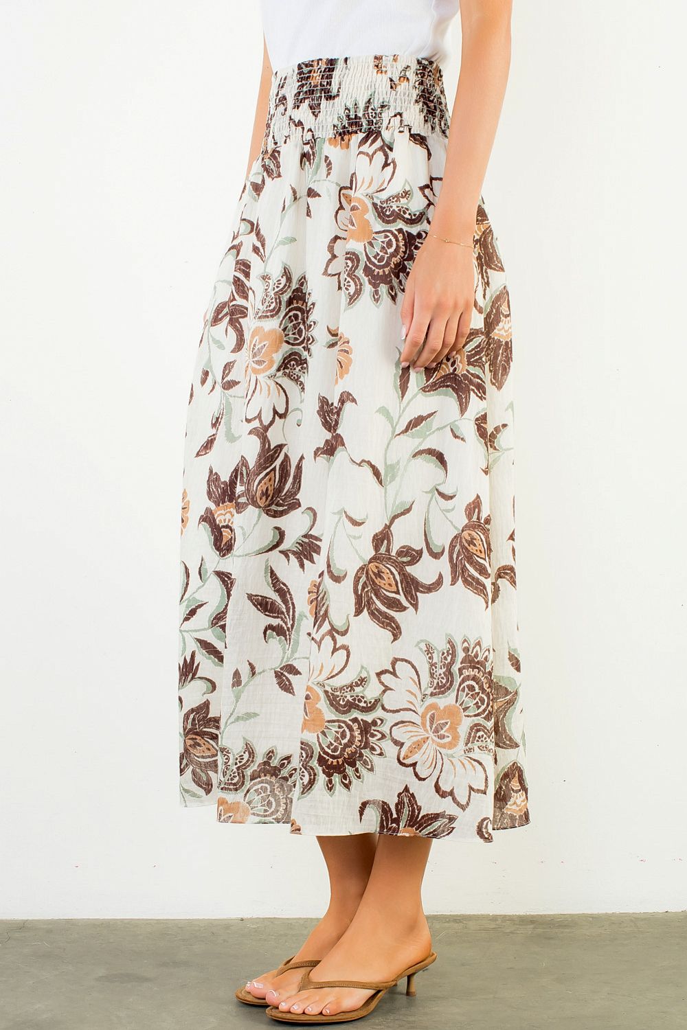 Cream Floral Skirt THML