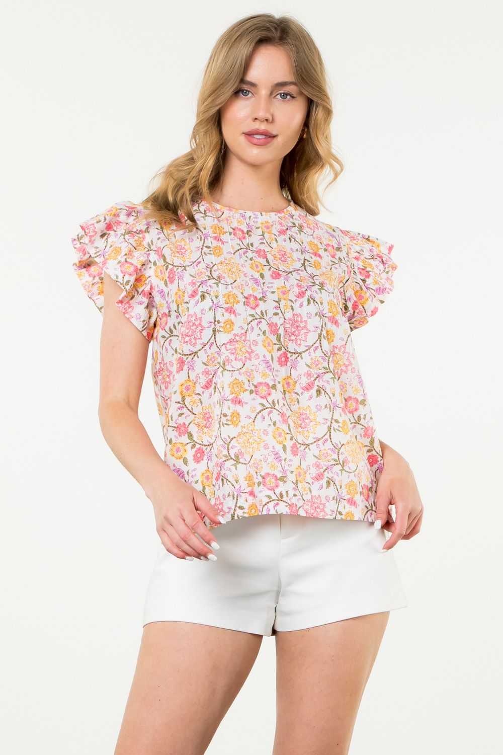 Delicate Floral Flutter Top THML