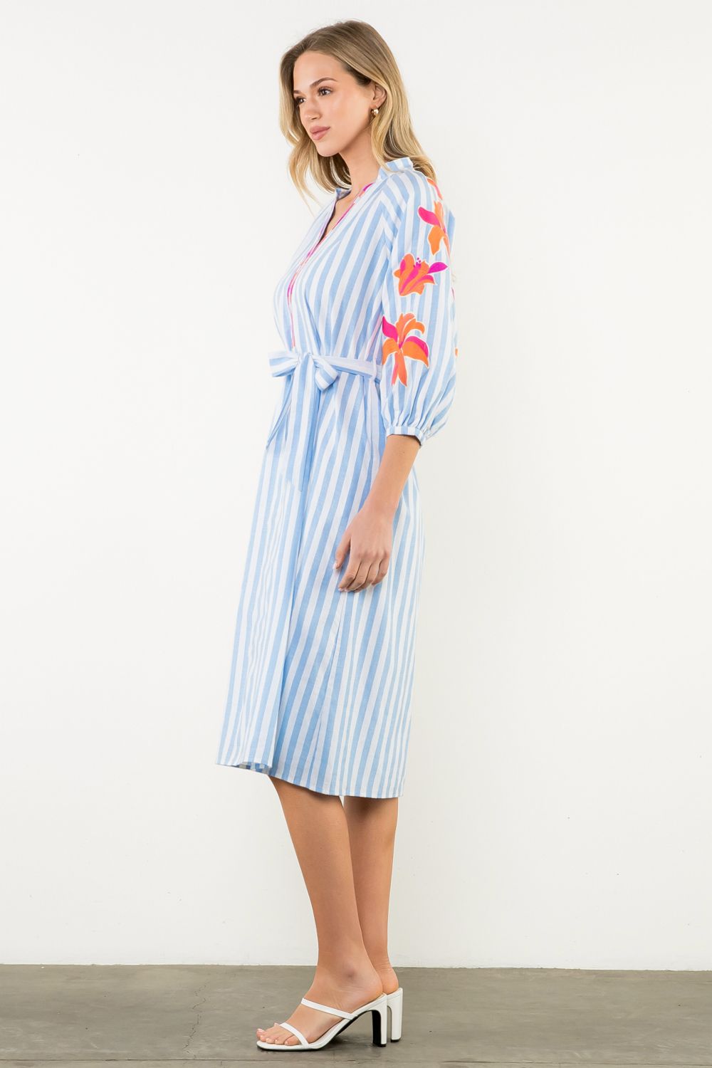 Charleston Striped Embroidered Dress THML