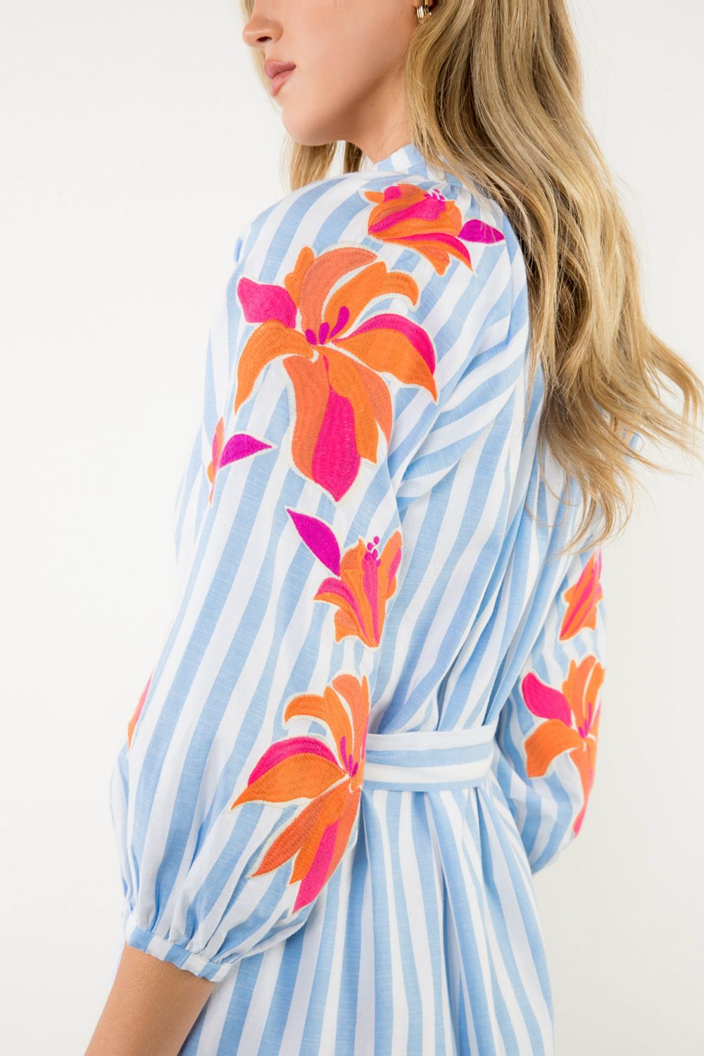 Charleston Striped Embroidered Dress THML