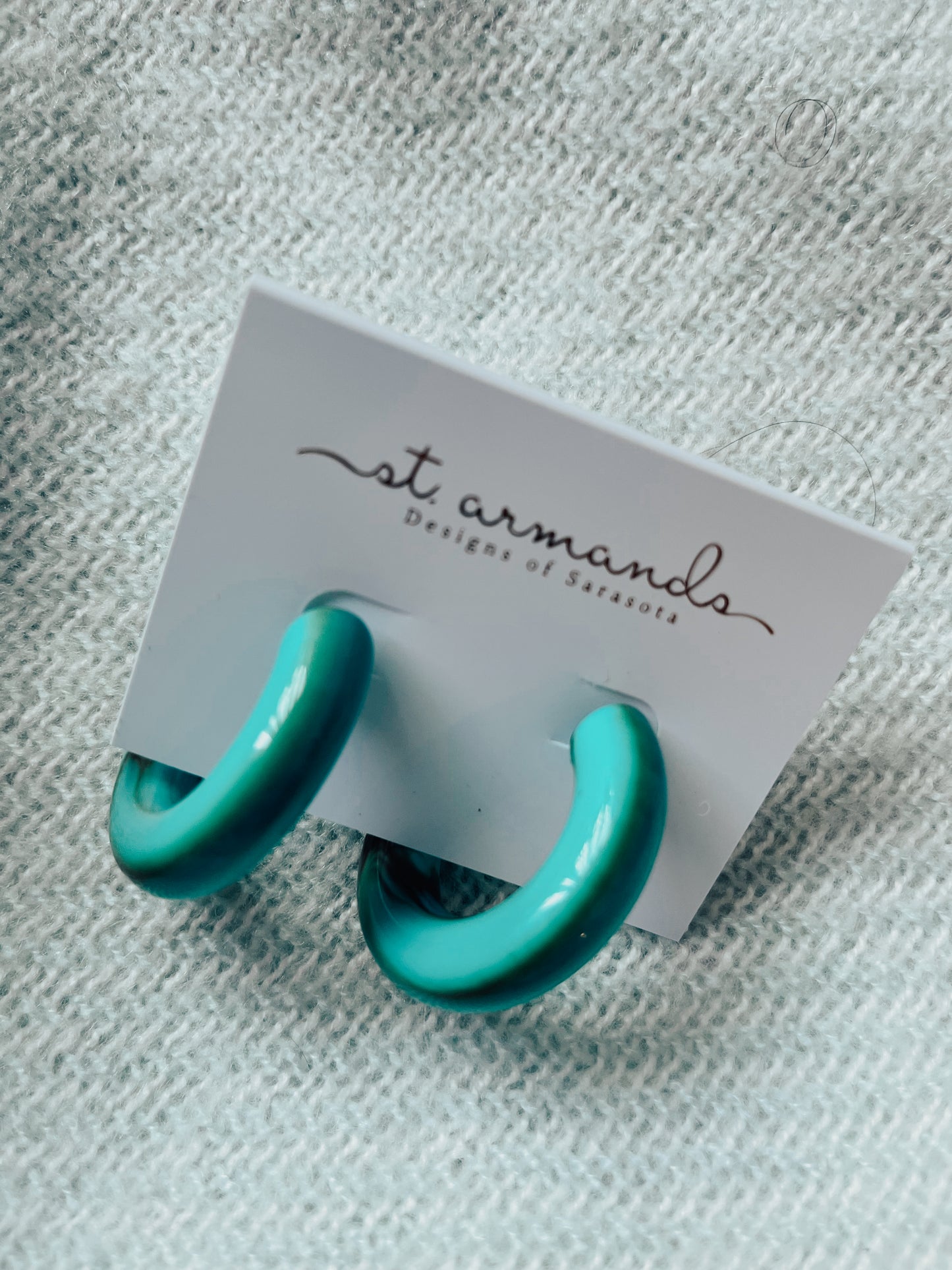 Turquoise Chunky Lucite Hoops