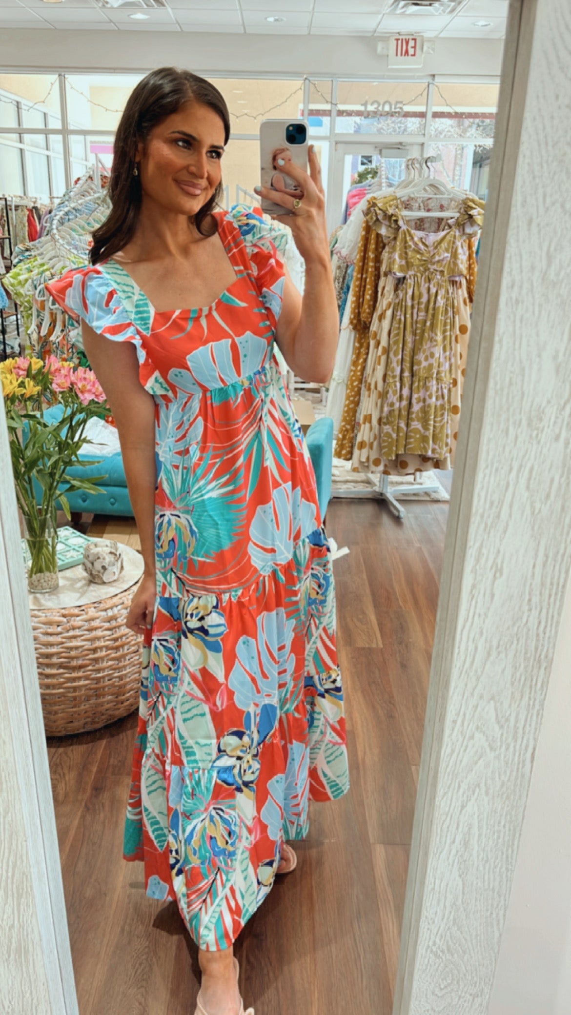 Tropical Forest Dress Coral