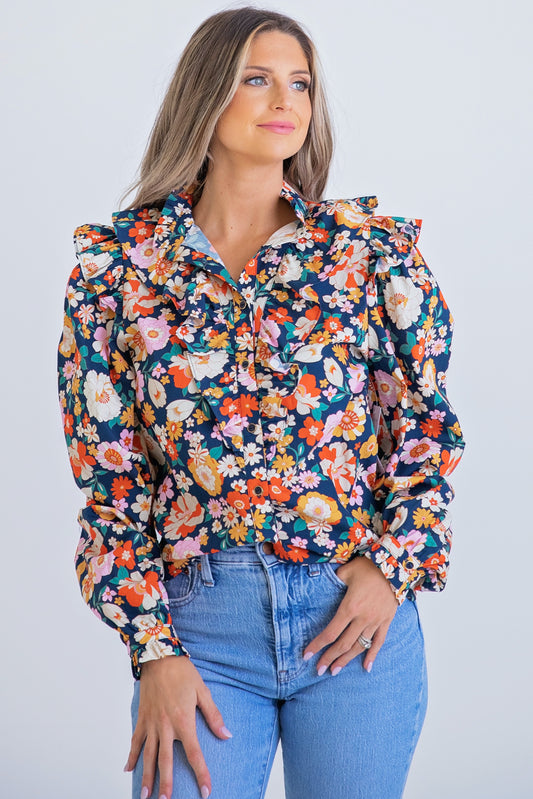 London Navy Floral Blouse