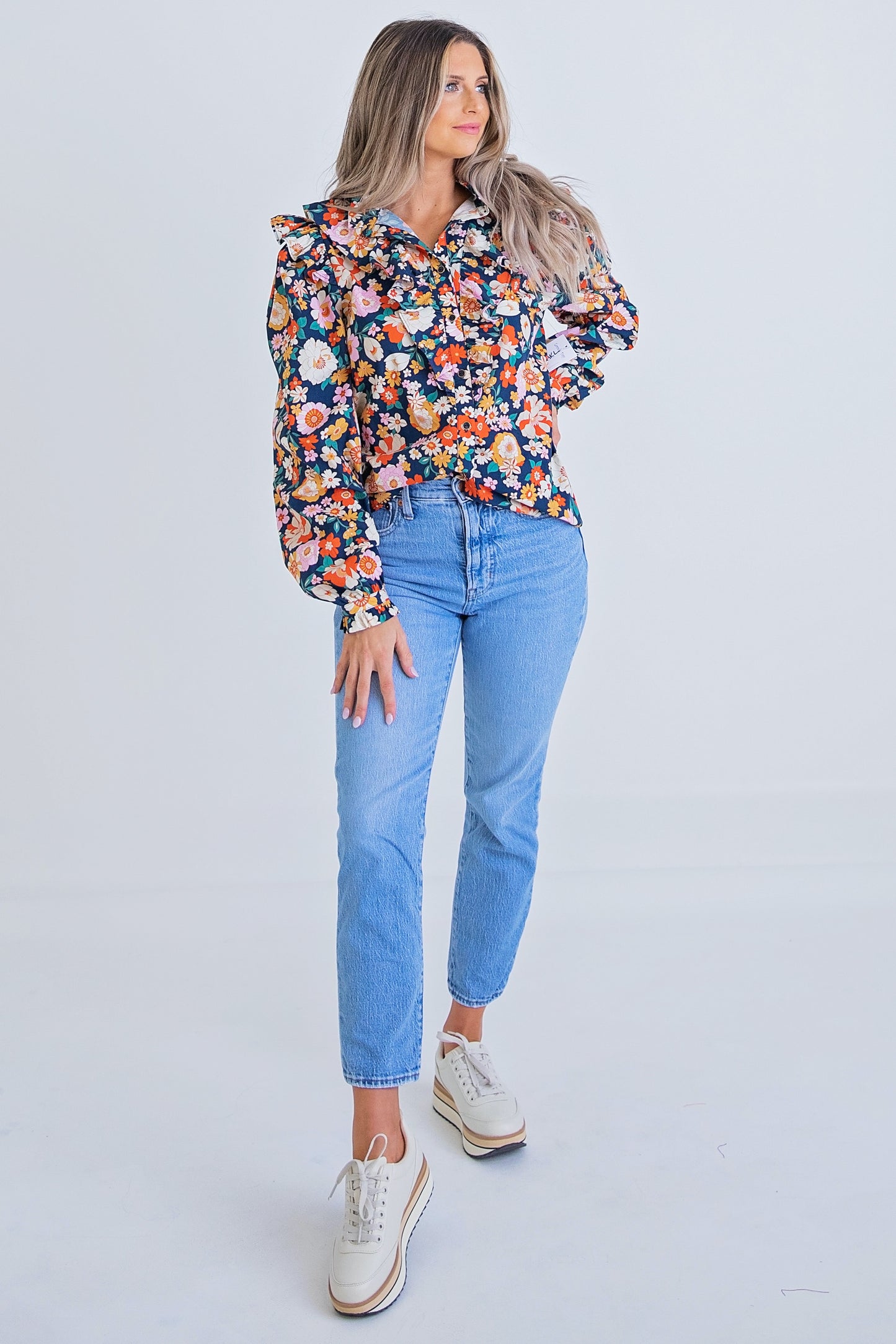 London Navy Floral Blouse