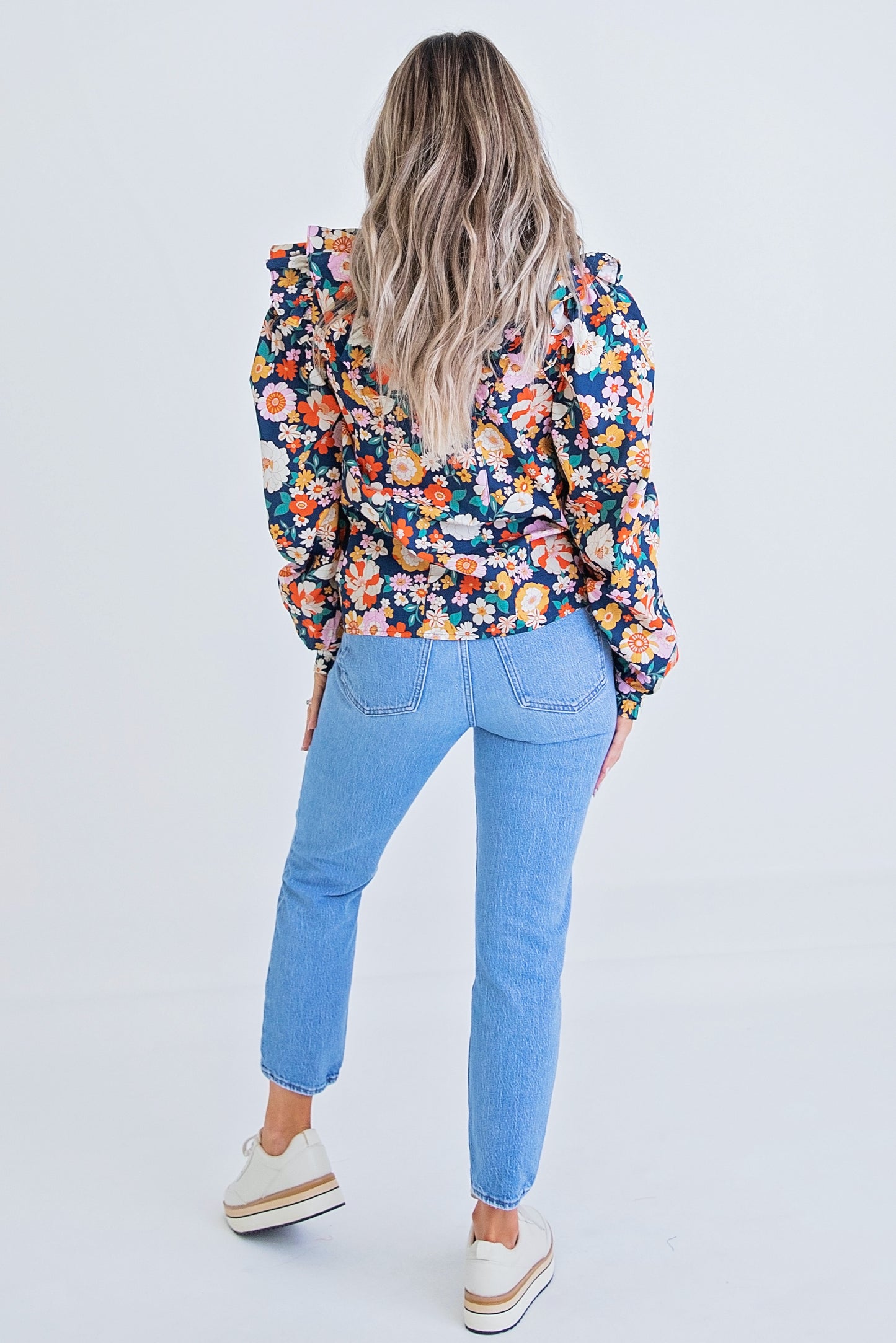 London Navy Floral Blouse