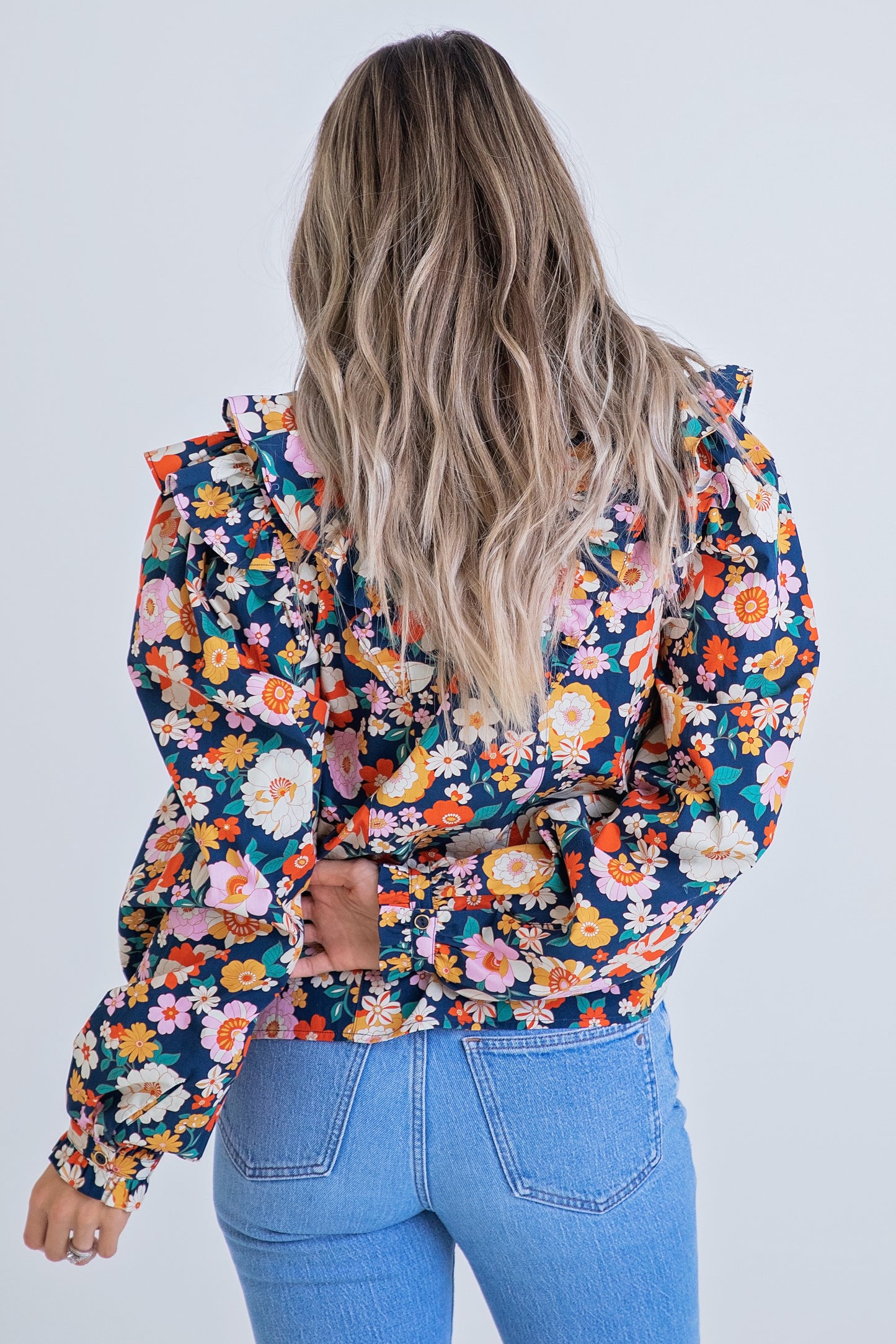 London Navy Floral Blouse