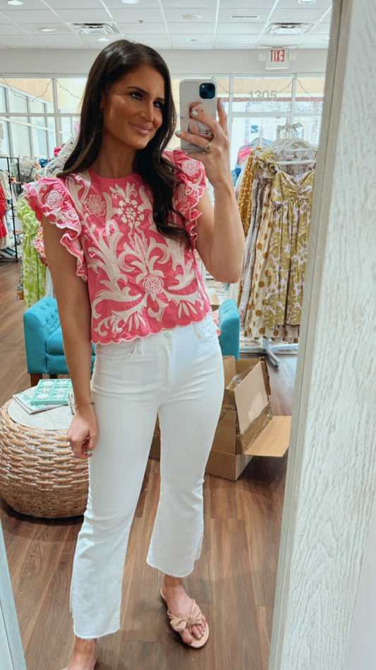 Rosie Pink Embroidered  Top