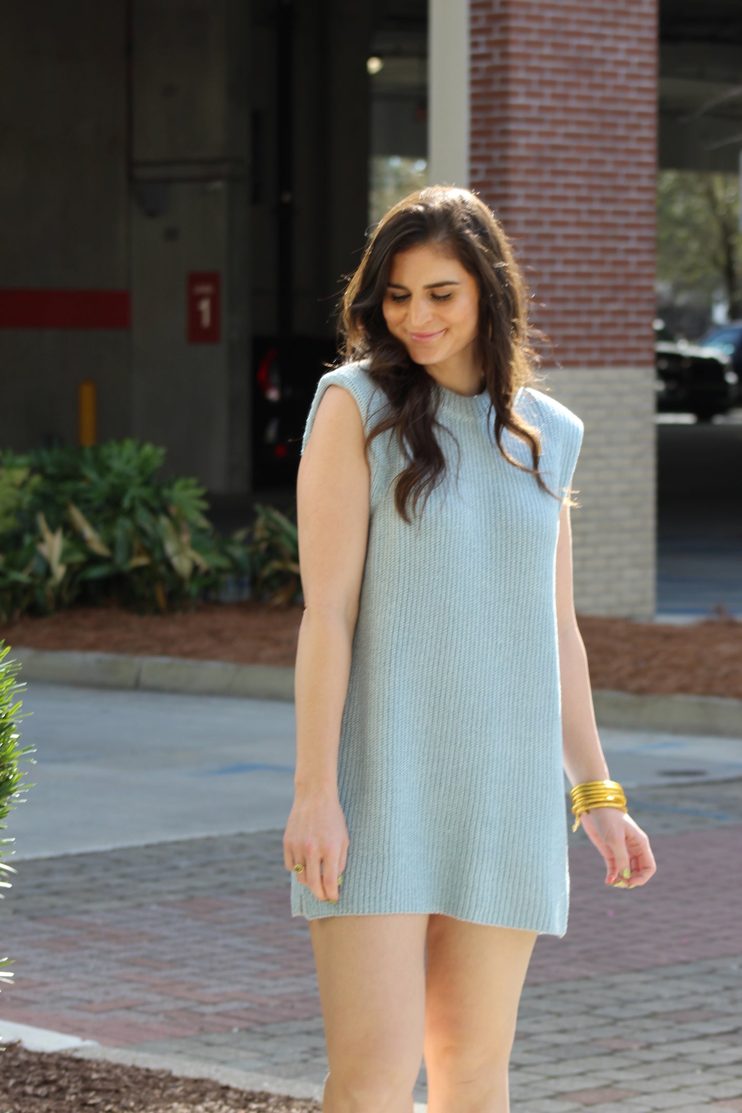 Spring Rendezvous Sweater Dress Blue