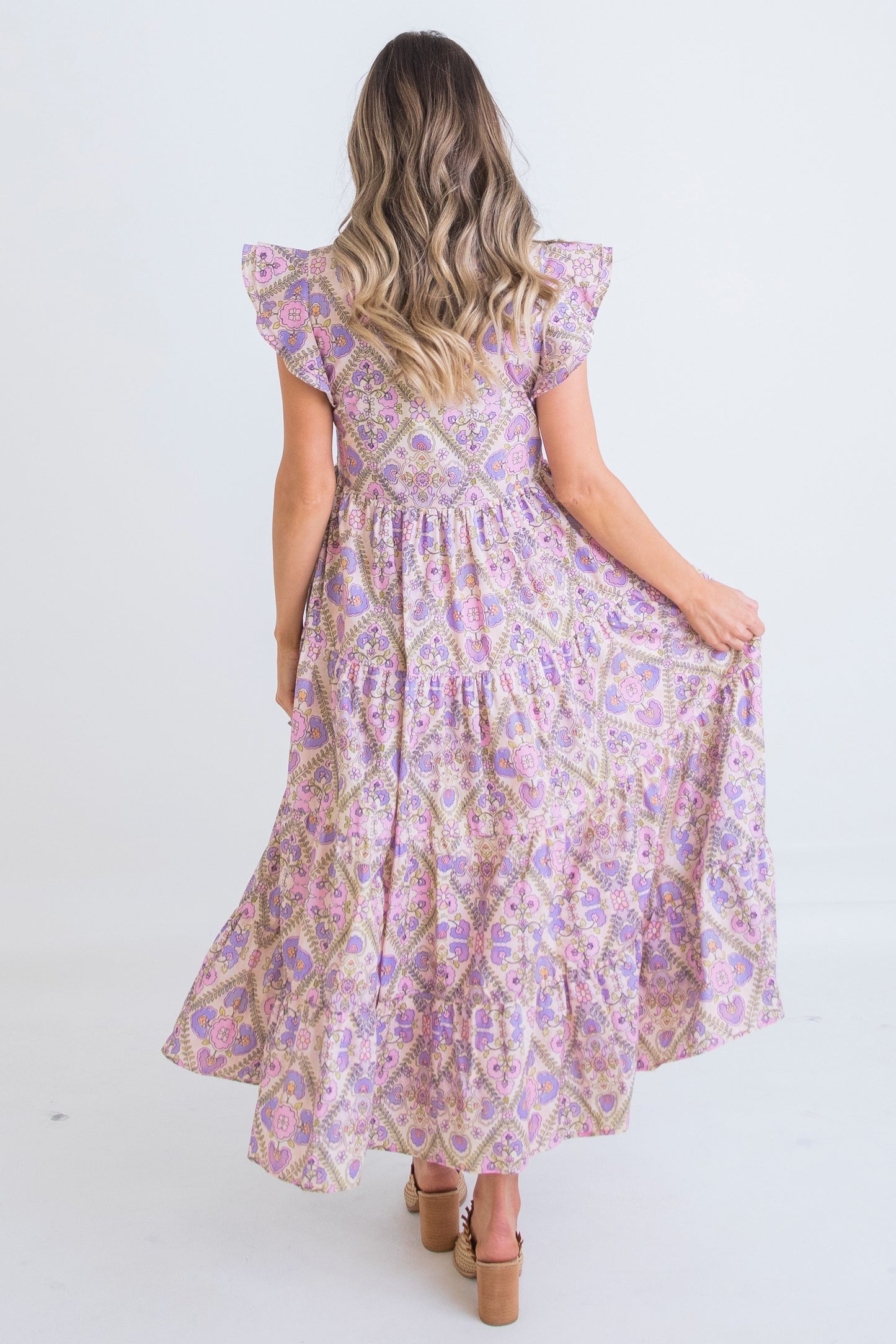 Lilac Medallion Maxi Dress