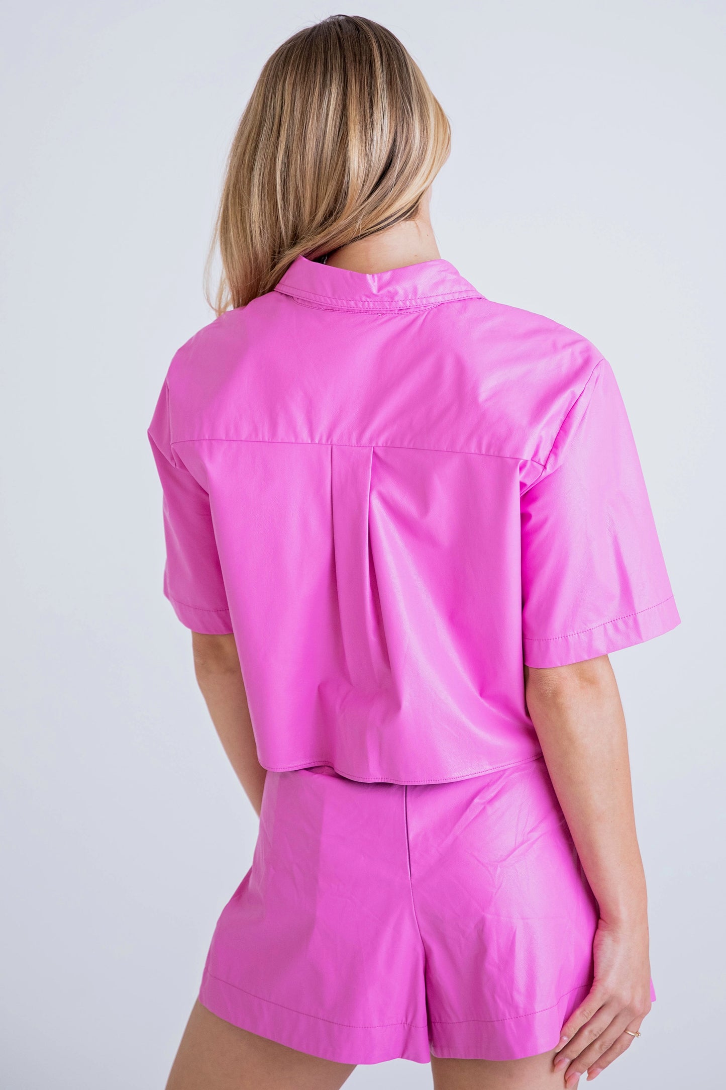 Stand Out Pink Leather Top