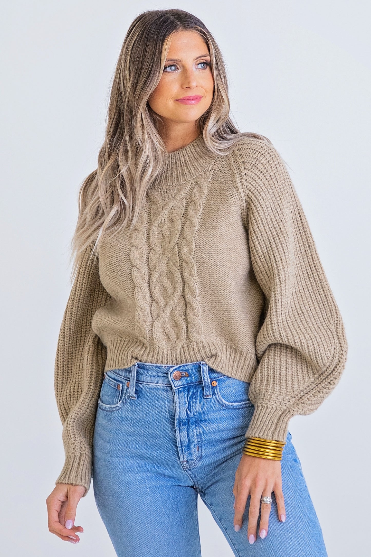 Mocha Cable Knit Sweater