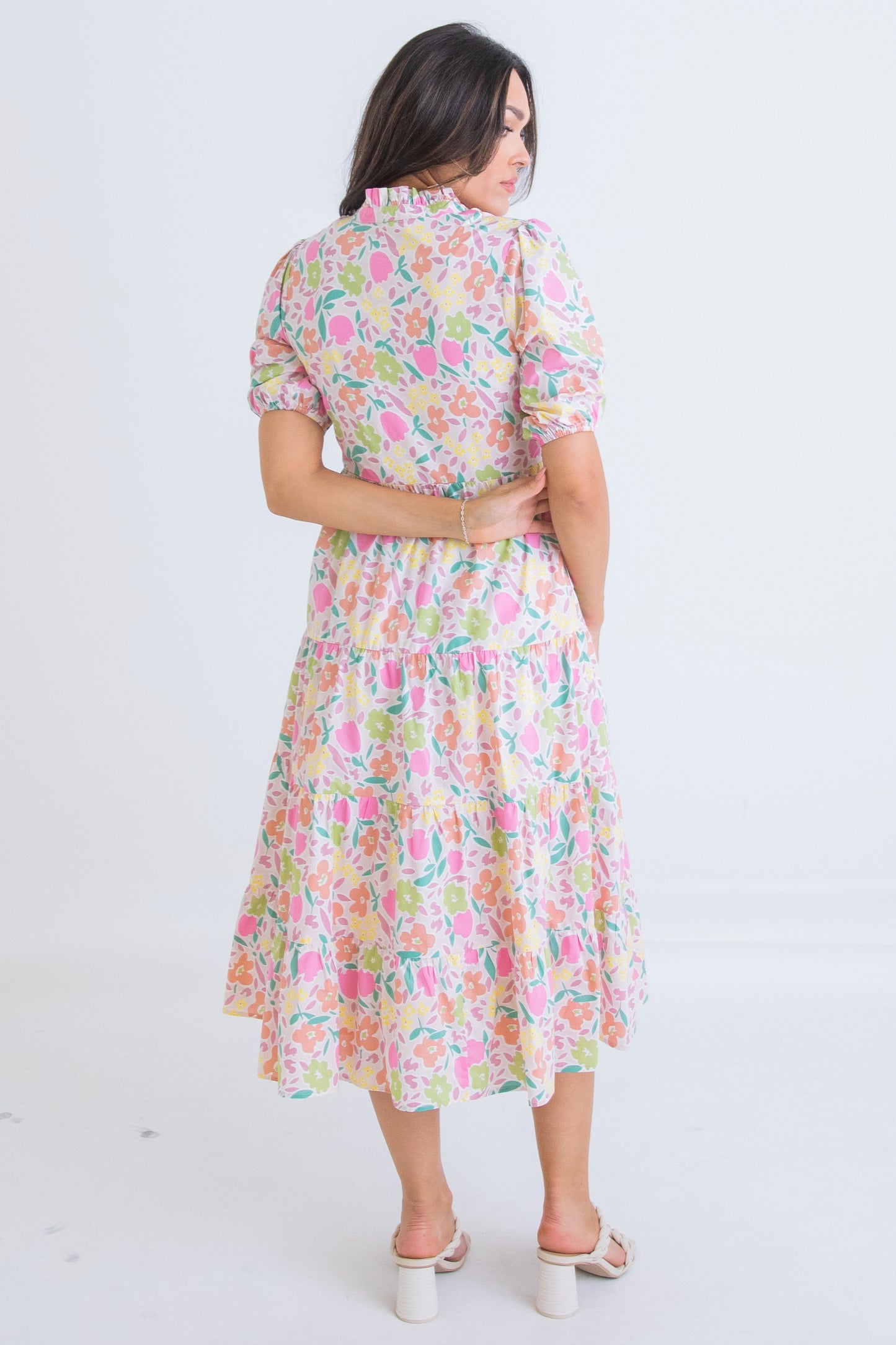 Pastel Floral Midi Dress